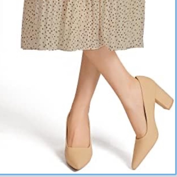 Chollima Shoes - Chollima Womens Pointed Toe Block Heel Pumps Beige Tan Size 8.5 Business Dressy‎